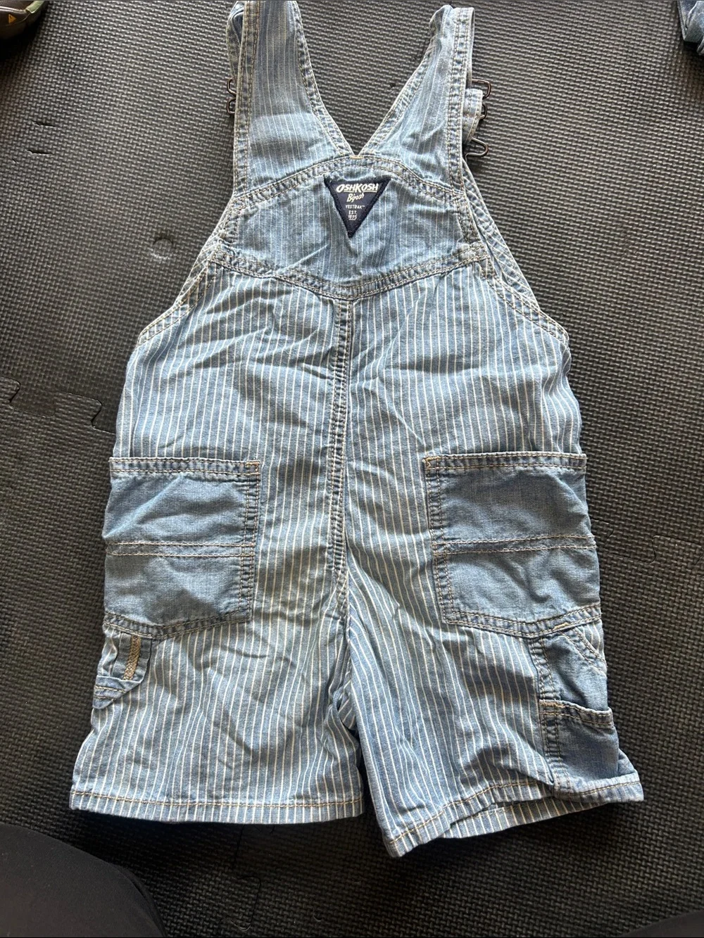 OshKosh B'gosh Light Blue Pinstripe Denim Short Overalls